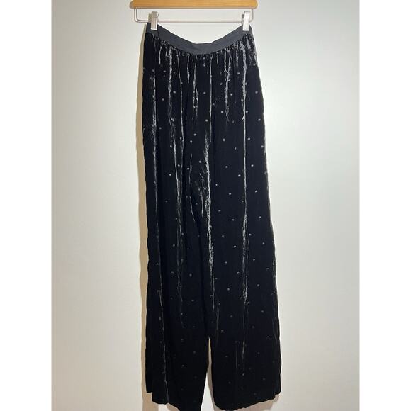 Ulla Johnson EUC Black Velvet Maia Polka Dot Wide Leg Pants Size 2 - Picture 5 of 11